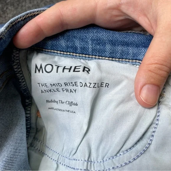 Mother The Mid-Rise Dazzler Ankle Fray Women’s Blue Denim Jeans Size 31 - Picture 11 of 15